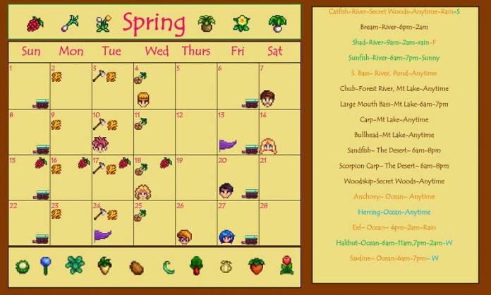 Stardew Valley Calendar All The Most Important Events
